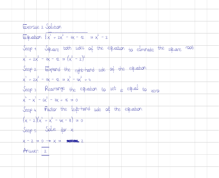 Example of a generated handwritten solution
